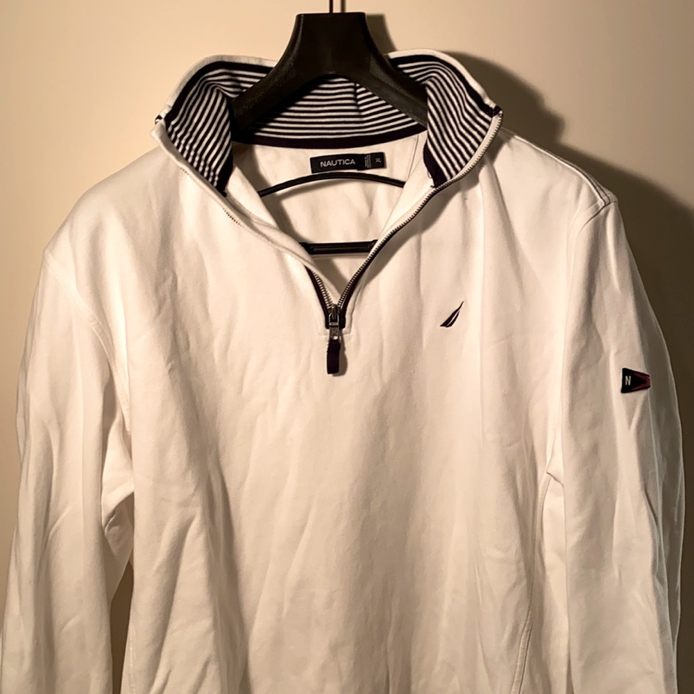 Nautica White 1/4 zip pullover sweatshirt XL